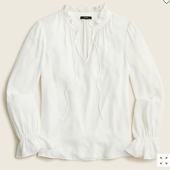NWT J.Crew Drapey Ruffle Tie-Neck Top - Picture 1 of 6